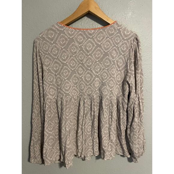 Savanna Jane Shirt Womens Large Gray Boho Peasant Embroidered Floral Rayon - Picture 2 of 7